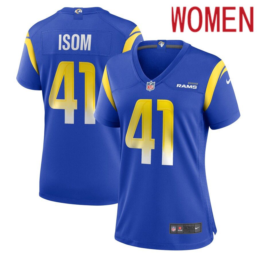 Women Los Angeles Rams #41 Dan Isom Nike Royal Game Player NFL Jersey->women nfl jersey->Women Jersey
